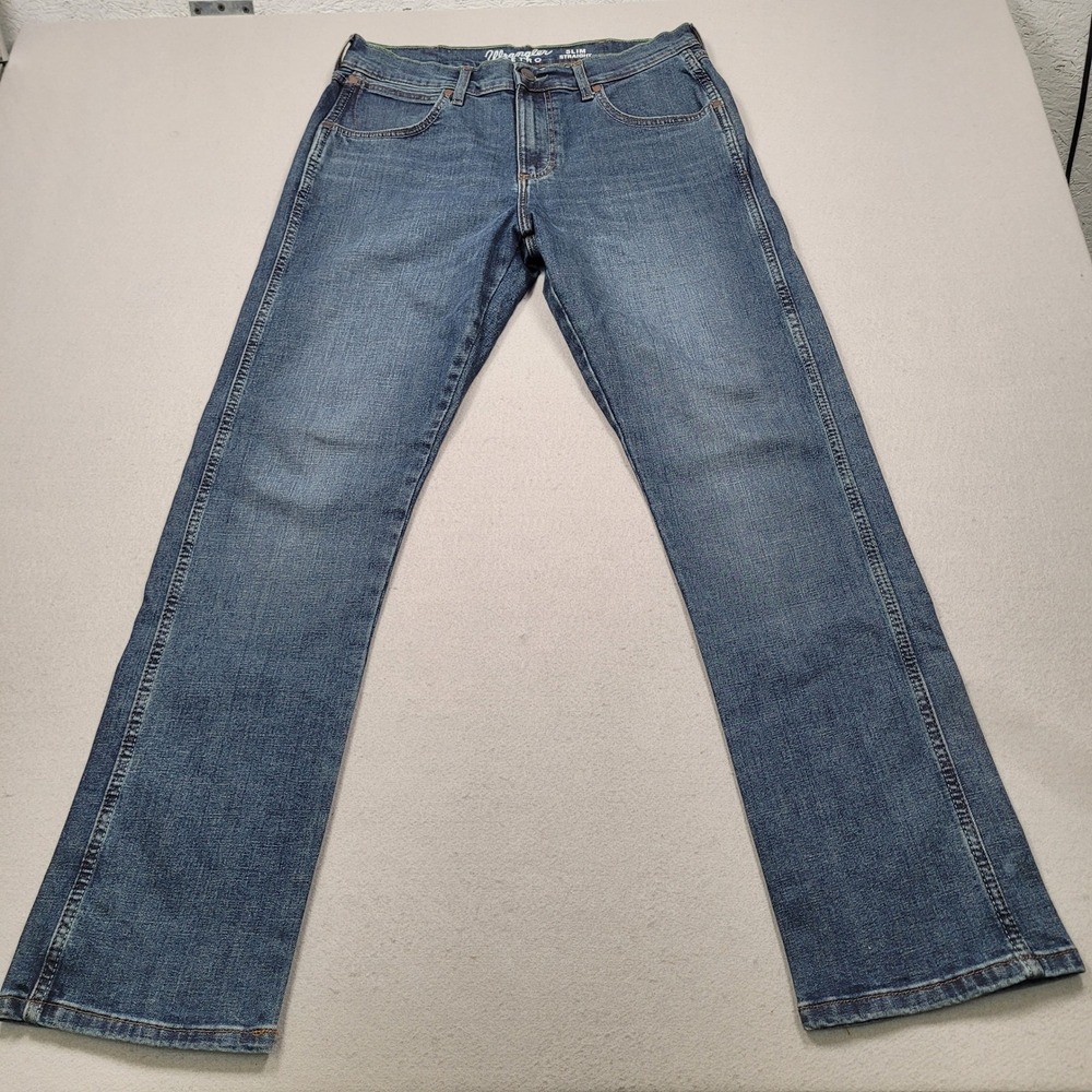 Wrangler Retro Slim Straight Blue Denim Jeans 1088MWZPD 32x32 Mens